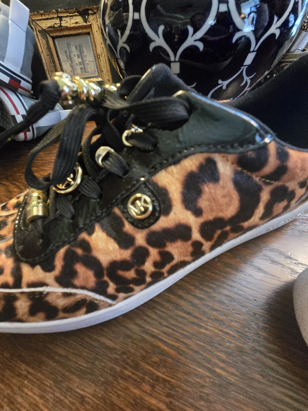Michael Kors Black and Brown Leopard Print Sneaker